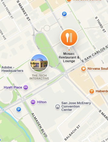 Mosaic Restaurant location map